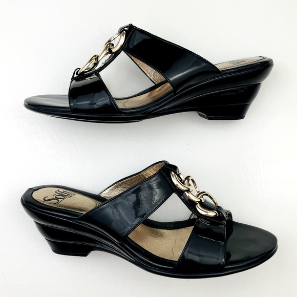 Sofft Patent Leather Wedge Sandals - Picture 7 of 7